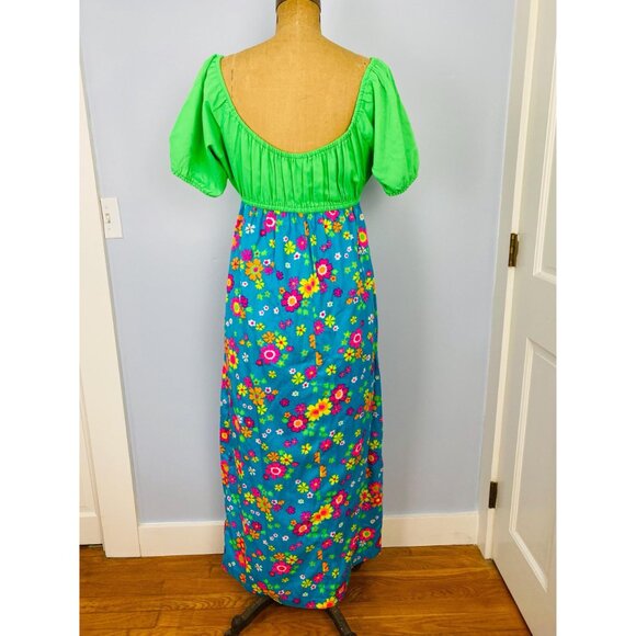 Vintage 1960s Colorful Floral Maxi Dress, Size Small, Made in California - Picture 2 of 10
